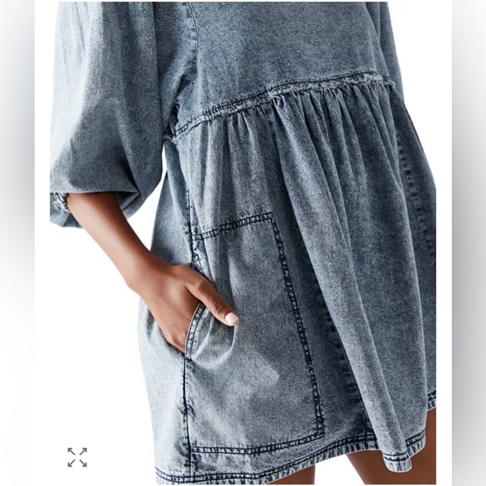 Free People Get Obsessed Cotton Denim Mini Dress - Picture 2 of 8